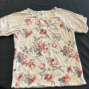 Floral and Polka Dot Women's Short Sleeve Top